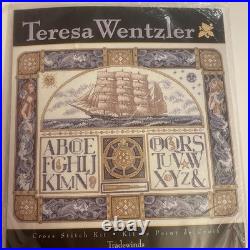NEW Teresa Wentzler Tradewinds Cross Stitch Kit tall clipper ship sampler