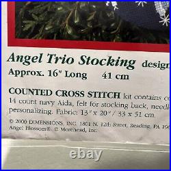 NEW VTG Dimensions Angel Trio Snowflakes Counted Cross Stitch Stocking Kit 8644