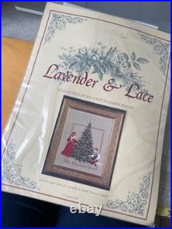 NEW! VTG Lavender & Lace OH CHRISTMAS TREE Counted Cross Stitch Craft Kit 1989