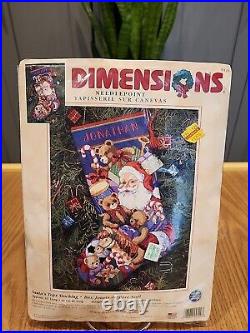 NOS Dimensions Needlepoint Santa's Toys Stocking, Kit 9129 By Brackenbury 2002