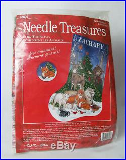 Needle Treasures Bless the Beasts Christmas Stocking Needlepoint Kit RARE