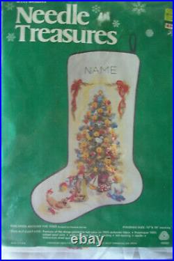 Needle Treasures Christmas Crewel Stocking Kit Children Around The Tree 00802