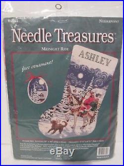 Needle Treasures Christmas Needlepoint Stocking Kit MIDNIGHT RIDE 6894 Sealed