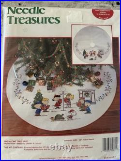 Needle Treasures Cross Stitch Peanuts Snoopy Sing Along Tree Skirt Kit