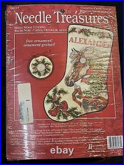 Needle Treasures Holly Horse Holiday Stocking Counted Cross Stitch READ