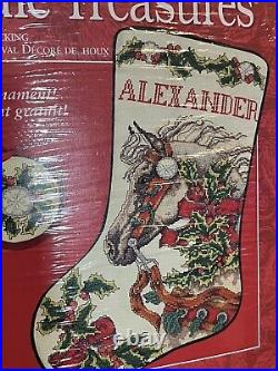 Needle Treasures Holly Horse Holiday Stocking Counted Cross Stitch READ