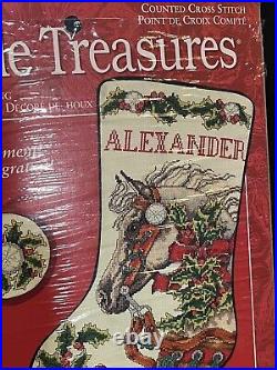 Needle Treasures Holly Horse Holiday Stocking Counted Cross Stitch READ