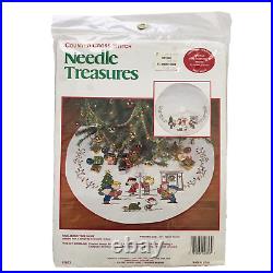 Needle Treasures PEANUTS SING ALONG Cross Stitch Christmas Tree Skirt Kit-NEW