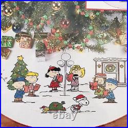 Needle Treasures PEANUTS SING ALONG Cross Stitch Christmas Tree Skirt Kit-NEW