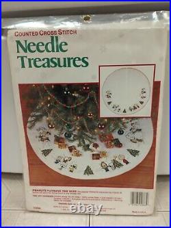 Needle Treasures Peanuts Playmates Cross Stitch Christmas Tree Skirt Kit New NIP