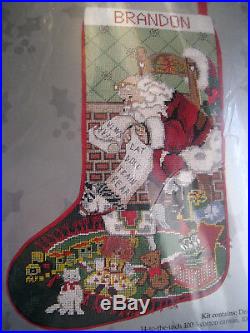 Needlepoint Christmas Candamar Stocking Holiday Craft Kit, SANTA AND TOY, 30641,17