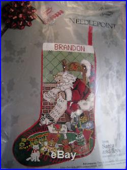 Needlepoint Christmas Candamar Stocking Holiday Craft Kit, SANTA AND TOY, 30641,17