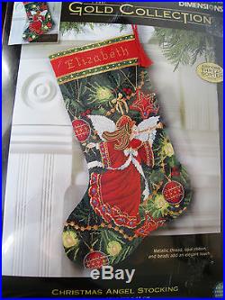 Needlepoint Dimensions GOLD Stocking Kit, CHRISTMAS ANGEL, Ornaments, 9135,16, USA