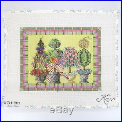 Needlepoint Kit Summer Topiaries Hand Painted Canvas Stitch Guide and Threads