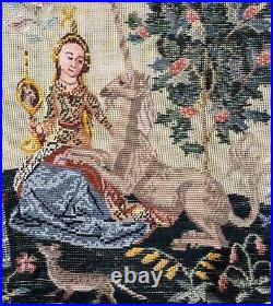 Needlepoint Tramme Kit CLUNY MYTHICAL LADY, UNICORN, LION 25.5 x 27.5