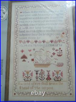 New 1984 Williamsburg The Maiden's Prayer Sampler Cross Stitch Kit Elsa Williams