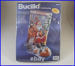 New Bucilla Needlepoint Christmas Stocking Kit #60759 Woodland Storytime Santa