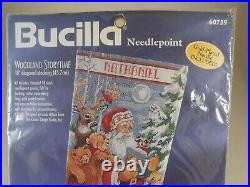 New Bucilla Needlepoint Christmas Stocking Kit #60759 Woodland Storytime Santa