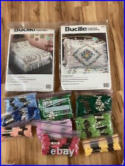 New Bucilla Stamped Cross Stitch Potpourri Quilt Kit Full/Queen + Shams + Floss