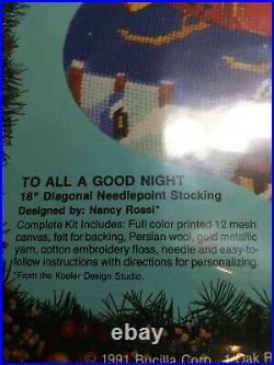 New Bucilla'to All A Good Night' Needlepoint Stocking Kit 60708