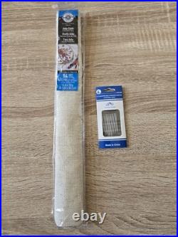 New Cross Stitch Aida Cloth, Bamboo Hoops, Embroidery Floss, and assorted Books