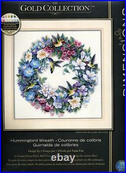 New Dimensions Gold Collection HUMMINGBIRD WREATH Cross Stitch Kit #35132 RARE