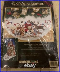 New Dimensions Gold Santa's Wildlife Tree Skirt Cross Stitch Kit Xmas