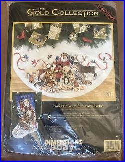 New Dimensions Gold Santa's Wildlife Tree Skirt Cross Stitch Kit Xmas Sealed