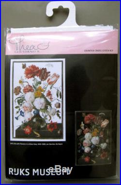 New Dutch Cross Stitch Kit Black Aida Rijksmuseum Flowers Thea Gouverneur 785