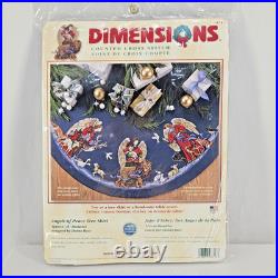 New Sealed Vtg ANGELS OF PEACE Blue Tree Skirt Dimensions Cross Stitch Kit 8717
