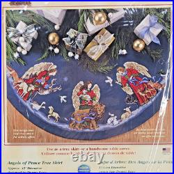 New Sealed Vtg ANGELS OF PEACE Blue Tree Skirt Dimensions Cross Stitch Kit 8717