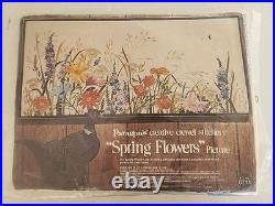 Paragon SPRING FLOWERS Crewel Kit 0711 Vintage Boho Embroidery 18x40 Sealed NIP
