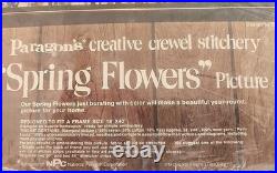 Paragon SPRING FLOWERS Crewel Kit 0711 Vintage Boho Embroidery 18x40 Sealed NIP
