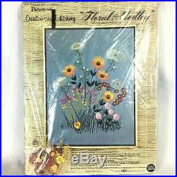 Paragons Crewel Embroidery Kit No 0623 Vintage 70s Floral Medley Blue NOS Sealed