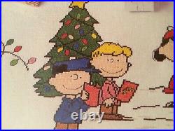Peanuts Sing Along Cross Stitch Christmas Tree Skirt Kit OOP New