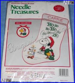 Peanuts Snoopy, Woodstock HO HO HO Stocking Counted Cross Stitch Christmas Kit
