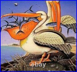 Pelican Birds Diamond Painting Lots Of Fish Design Embroidery House Wall Display
