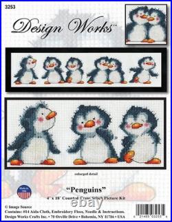 Penguin Row Counted Cross Stitch Kit, White