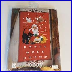 Permin counted cross stitch kit Advent Calendar Santa Claus WithCat No. 34-2202