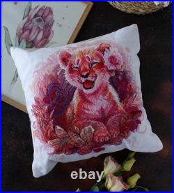 Printed Canvas Cushion Kit with Peonies Pillow 16x16, Tapestry Pillow Needlepoin