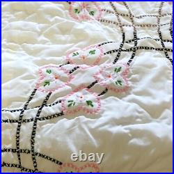 Queen Size Quilt Kit Bucilla Finished Handmade Cross Stitch Hearts Vintage 1930s Queen Size Quilt Kit Bucilla Finished Handmade Cross Stitch Hearts Vintage 1930s