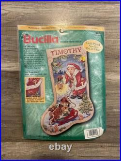 RARE Bucilla Christmas Stocking Counted Cross Stitch Kit Let's Pretend 84103