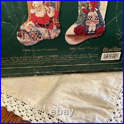 RARE! Bucilla Father Winter Cross Stitch Christmas Stocking Kit Victorian 90s