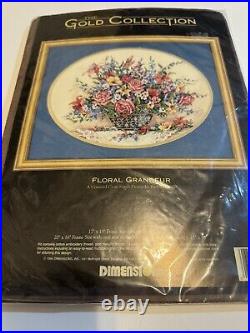 RARE Dimensions Gold Collection Cross Stitch Kit FLORAL GRANDEUR 17x13 #3778