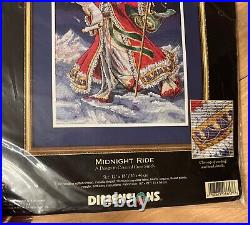 RARE Dimensions Gold Collection Midnight Ride Santa Cross Stitch 8617 KIT Sealed