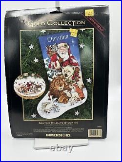 RARE Dimensions Gold Collection Santa's Wildlife Stocking Cross Stitch Kit 8566