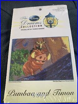 RARE Disney Dreams Pumbaa and Timon Thomas Kinkade Cross Stitch Kit No. 52557