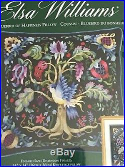 RARE Elsa Williams Bluebird of Happiness Crewel Embroidery Pillow Kit 00495 NEW