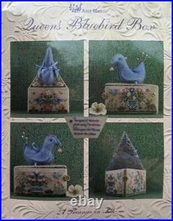 RARE NEW Just Nan Queen's Bluebird Box Chart-Linen-Charm-Finishing Kit