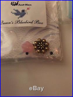 RARE NEW Just Nan Queens Bluebird Box Chart and Finishing Kit OOP Beads Charm